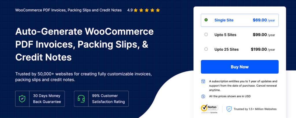 WooCommerce PDF Invoices, Packing slips, and Credit Notes - best WooCommerce plugins