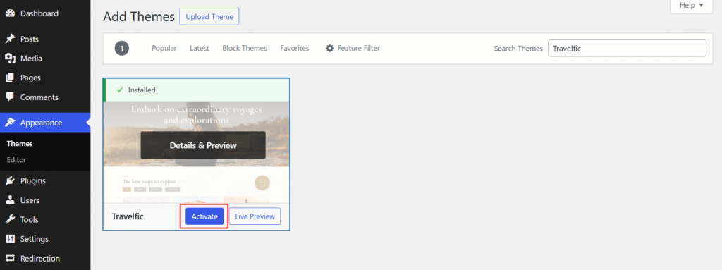 activate theme