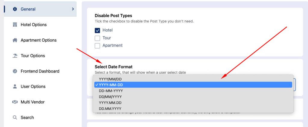 Select date formate tourfic - Themefic