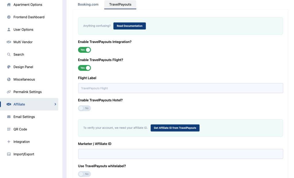 Tourfic API TravelPayouts settings - Themefic