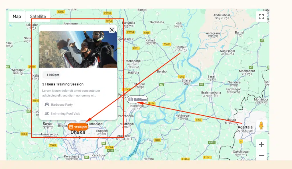 Tourfic Itinerary map view - Themefic