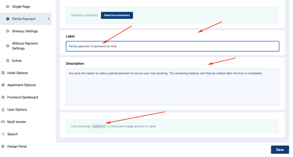 Tourfic Tour partial payment backend - Themefic