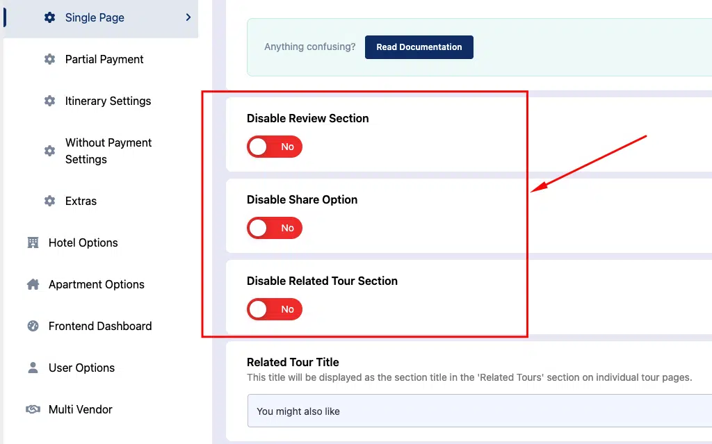 Tourfic global settings options - Themefic