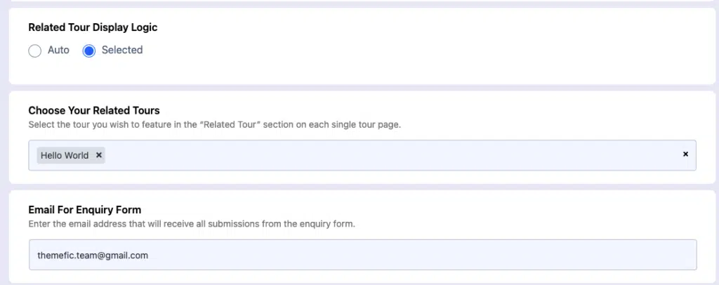 Tourfic related tours global settings - Themefic