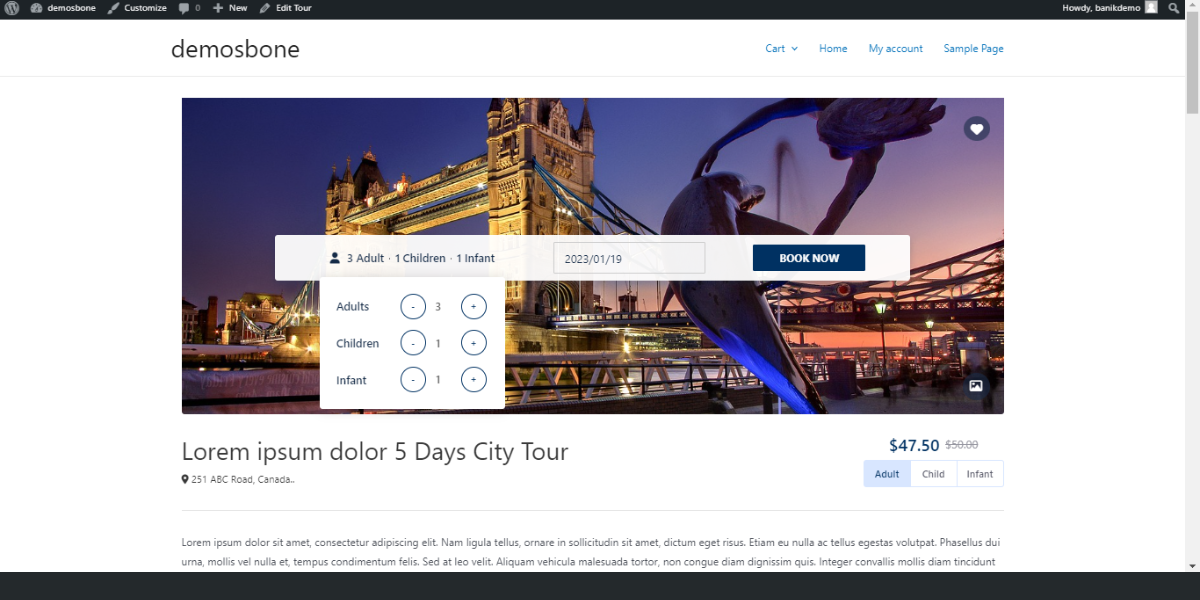 WordPress Tour Booking Test