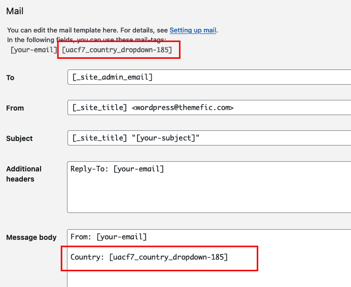 contact form 7 country field