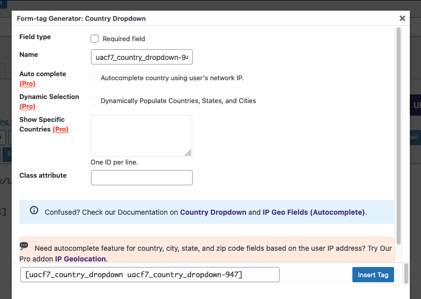 contact form 7 country list