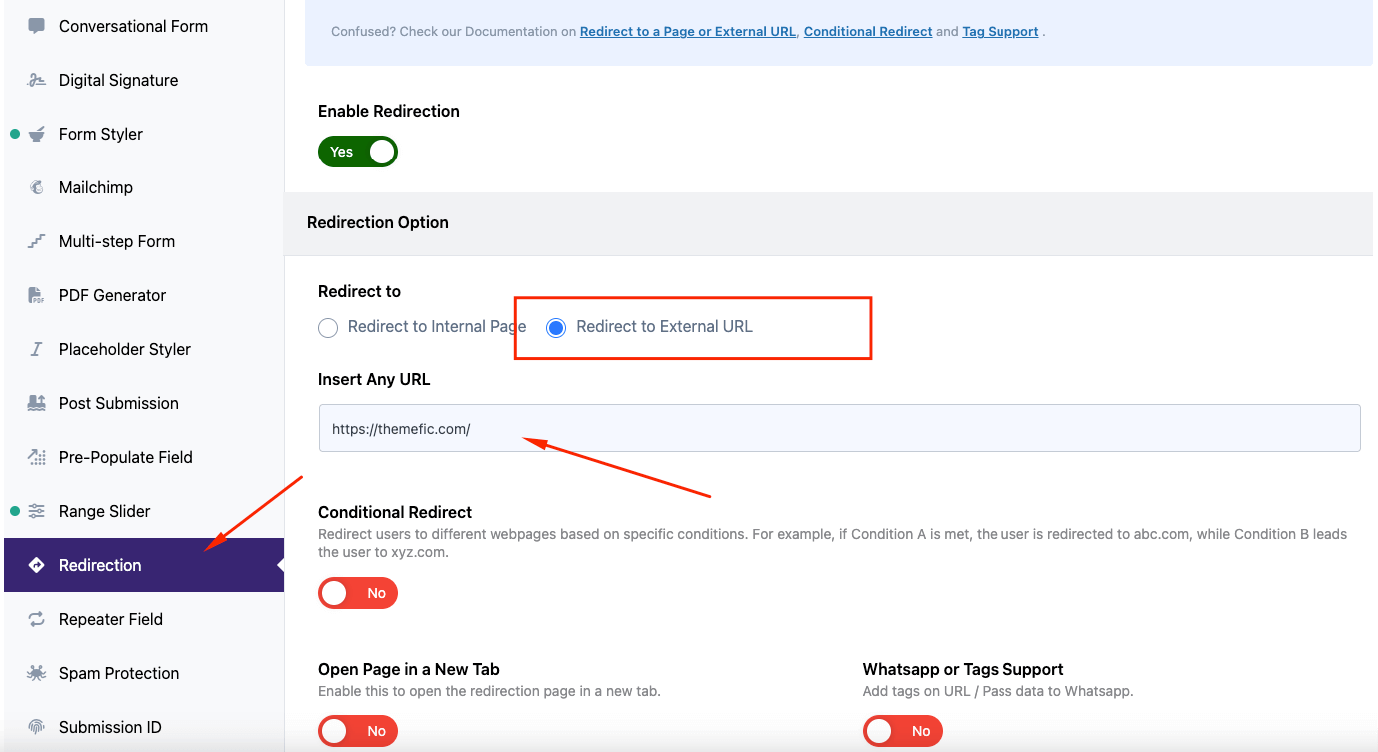 contact form 7 redirect after submit