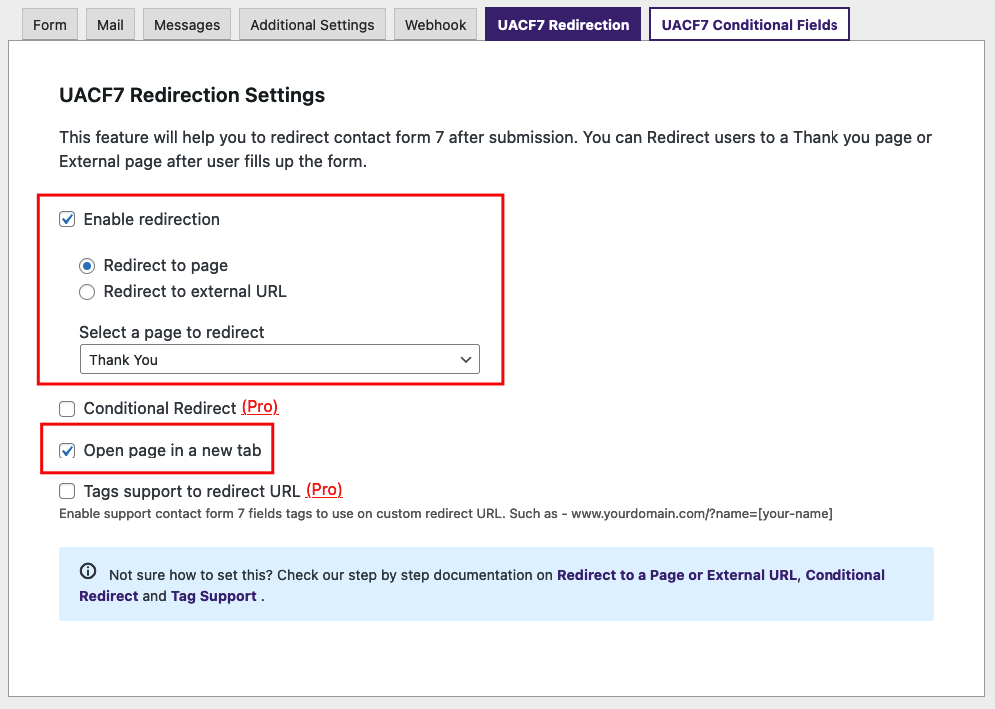 contact form 7 redirect after submit