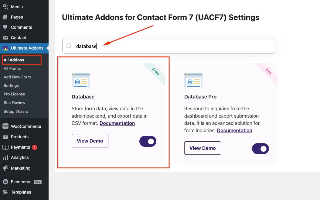 contact form 7 save to database