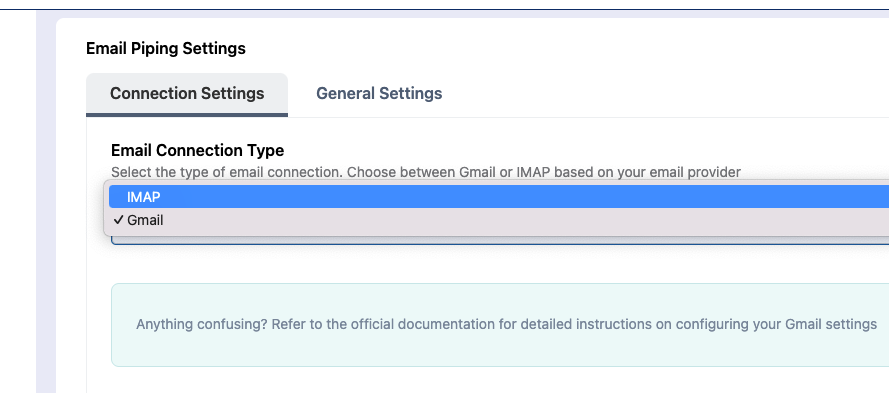 Toutfic email piping type settings - Themefic