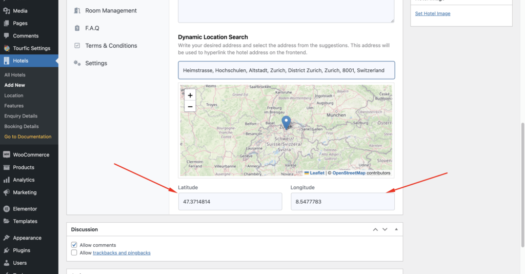 You can also insert the latitude and longitude manually for more precision