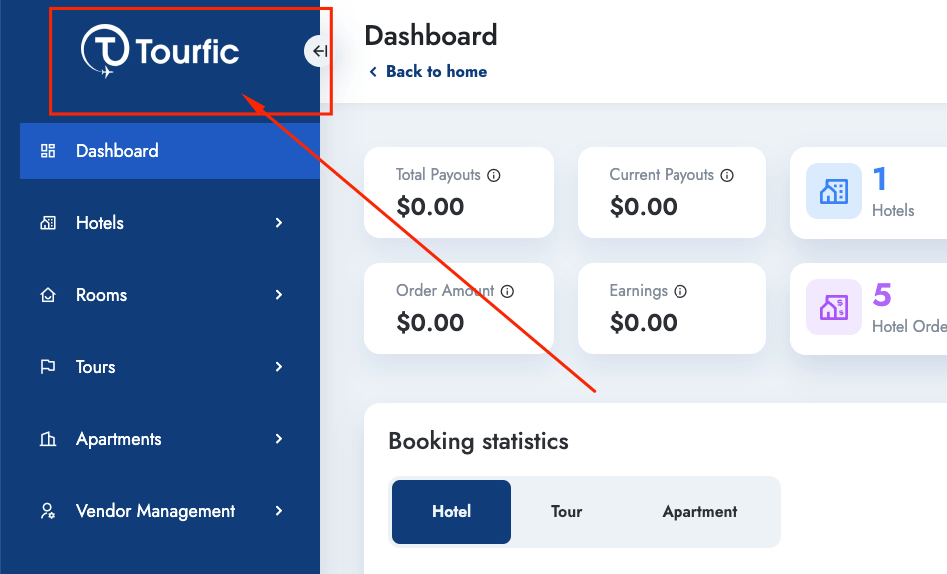 Tourfic global frontend dashboard - Themefic