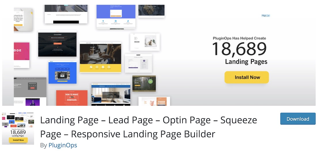 Best WordPress page builders - Landing Page Lead Page Optin Page Squeeze Page Responsive Landing Page Builder by PluginOps