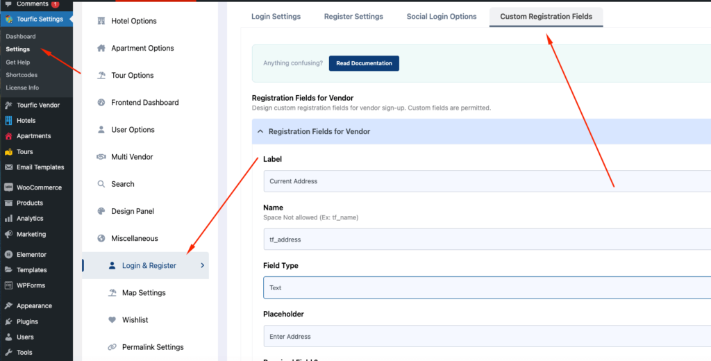 Custom field register for vendor - Themefic