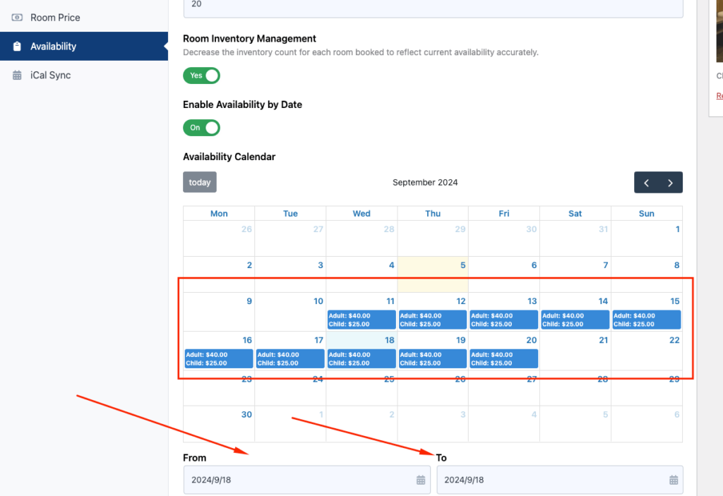 Tourfic hotel room availability inventory calendar - Themefic