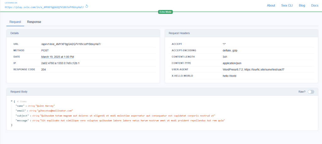 Contact form 7 Webhook