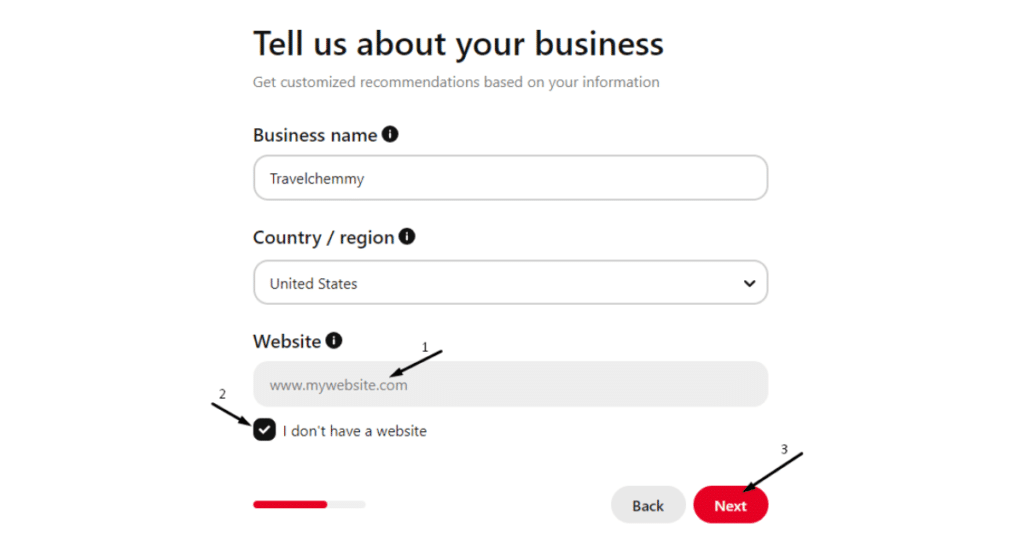 Type your domain and click the next button