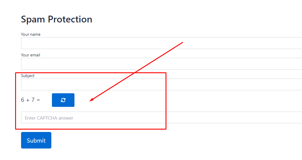 Spam protection in contact form 7 Arithmetic recognigation - Themefic