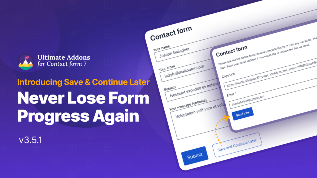 Save Continue Later Contact form 7 - Themefic