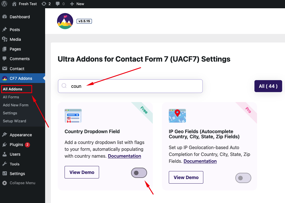 contact form 7 country dropdown