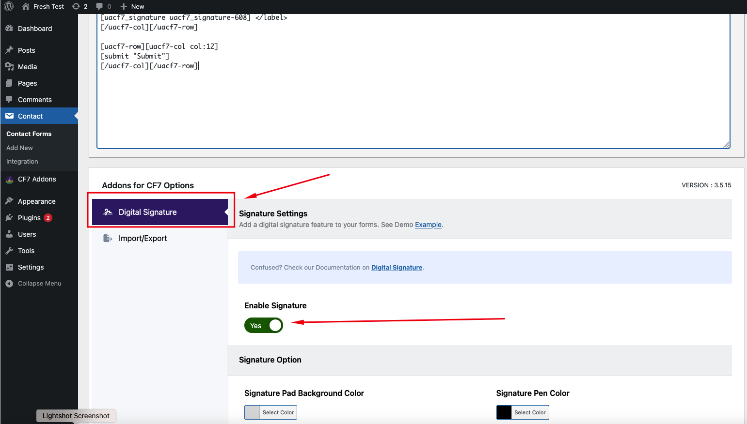 digital signature for Contact form 7 - Themefic