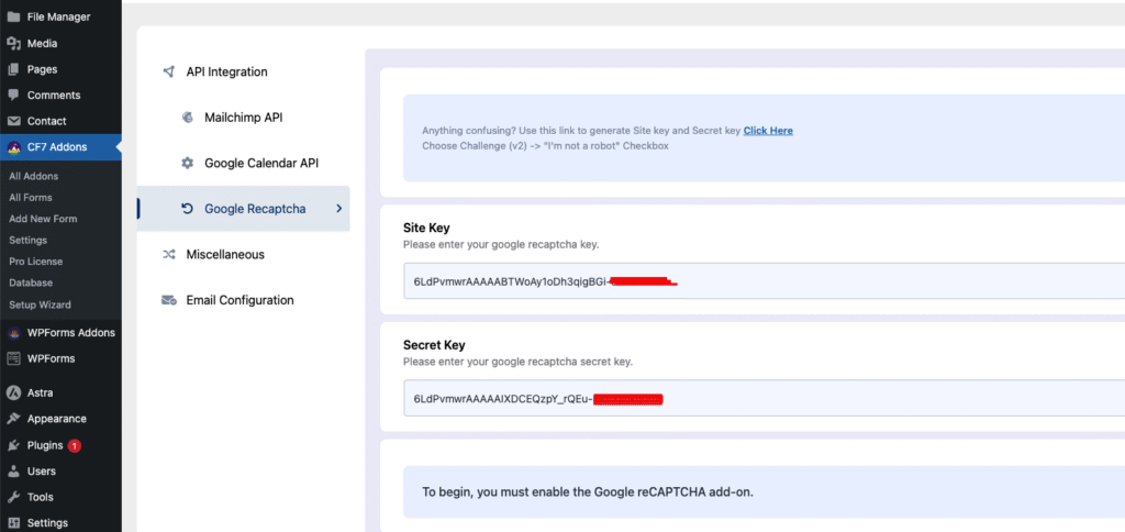 integration Google reCaptcha API - Themefic
