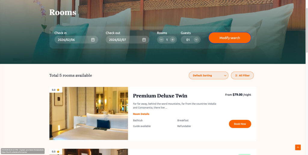 Screenshot of Rooms – TragaWay - Themefic